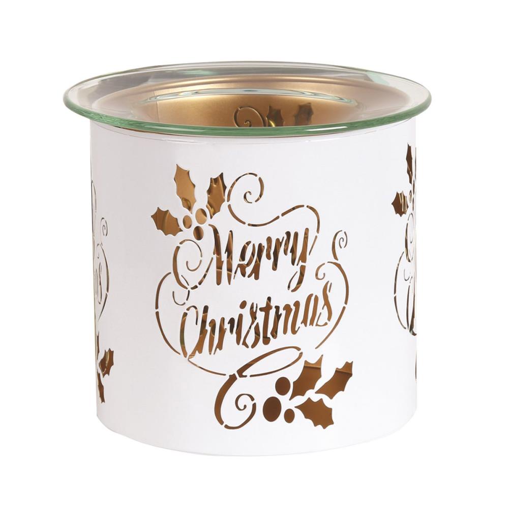 Aroma White & Gold Merry Christmas Jar Sleeve & Wax Melt Warmer Extra Image 1